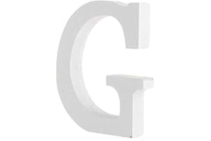 Yuna Legno Lettere A-Z Retro Fai da Te Decorazione per la casa caffetteria Abbigliamento Negozio Feste di Matrimonio Bianco, Altezza 11 cm, Legno, White, Large (G)