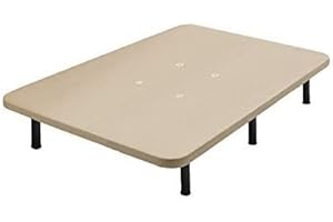 HOGAR24 ES Base tapizada 150 x 190 Reforzada con 7 Patas metálicas Alto 26 cm, tapizado 3D Color Beige + 4 válvulas de transpiración.