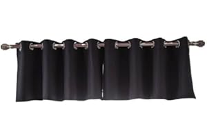 Hodeffior Küchen-Verdunkelungsvorhänge-Set, weich, hitzebeständig, lichtblockierend, Kurze Vorhänge für Wohnzimmer, Schlafzimmer, schwarzer kurzer Vorhang, 132 x 45,7 cm