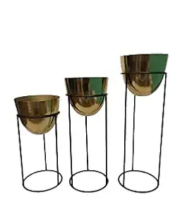 Plant World Decor Iron Rod Stand with Egg Planter Set of 3