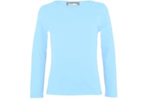 GUM & BERRIES Girls Plain Tops Long Sleeve Basic Stretch Round Neck T-Shirt School Tee Top 5-14 Years