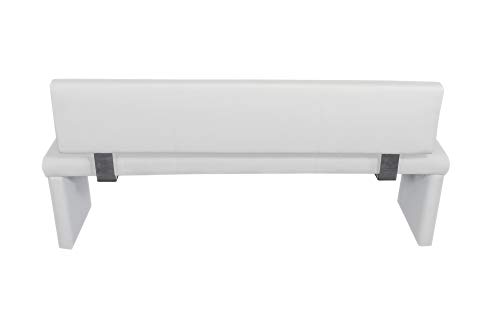 Cavadore Sitzbank „Charisse“ India Weiß / Moderne, gepolsterte Bank mit Lehne / Kunstleder-Bank weiß / Maße inkl. Lehne: 160 x 54 x 83 cm (B x T x H) - 13