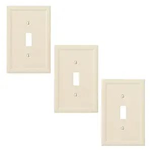 Questech Triple Rocker Insulated Light Switch Cover Decorative Wall Plate, White