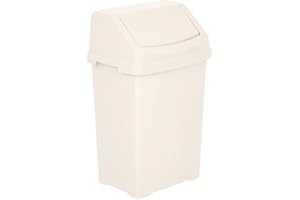 JMS we create smile Plastic Swing Lid Bins Recycle Waste Dust Bin 8/25 /50 L Home Kitchen Office (Soft Cream, 25 Litre)