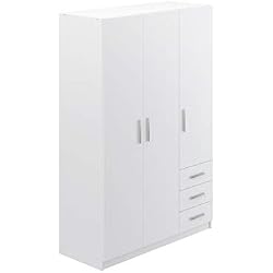 Movian - Armoire 3 portes et 3 tiroirs Idre Modern, 51 x 129 x 191, Blanc