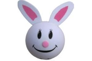 Happy Balls White Easter Bunny Rabbit Car Aerial Ball Antenna Topper OR Dashboard Wobbler! (one P&P charge no matter how many items you buy from Aerialballs.)