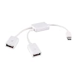 Perfecto estado. Nunca usado. Triamisu Nuevo Cable OTG Micro USB Host Cable Macho a 2X Tipo Dual USB Hembra Adaptador OTG Convertidor Hub para teléfono Tablet PC - Blanco