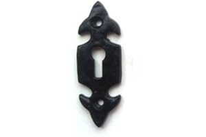 EYCRE Black Antique Malleable Cast Iron Keyhole Cover Escutcheon - Ornate Fleur-De-Lys by Doorfittings4u