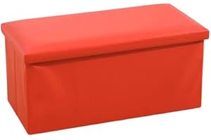 KINZA COLLECTION - Folding Ottoman Storage Box - Pouffe Seat Stool Foot Storage Unit Bench – Space Saver – Chest Storage Organiser (Red, Rectangular Box 78 x 38 x 38)