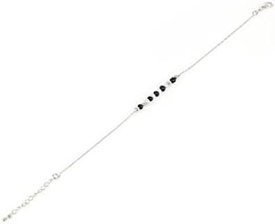Y&amp;M Girl Ankle Bracelet Bead Chain Silver Black Color Beads Anklet Foot Jewelry