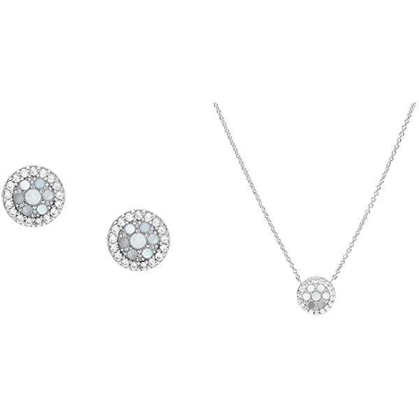 Fossil Damen Ohrstecker Sterlingsilber und Perlmutt, JFS00518040 +  