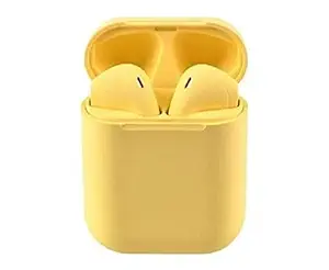 TRADEAASK Ear Pods i12 Wireless Earbuds Brand - (Yellow) Bluetooth Headset, Compatible with Android/iOS Phones (Yellow)