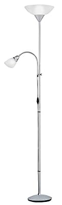 Reality, Lampadaire, Erzwo 1xE27, max.150,0 W 1xE14, max.40,0 W Plastique, Blanc, Corps: metal, Titane Ø:28,0cm, H:180,0cm IP20,Interrupteur pied,Interrupteur de cordon