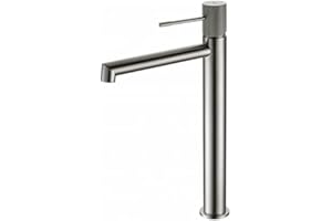 MICE COLLECTION IMEX BDD038-3NQ - Rubinetto monocomando per lavabo alto, rubinetteria bagno acqua freddo/caldo - Serie Line Nichel Spazzolato