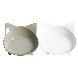 Cat Bowl Cat Food Bowls Non Slip dog Dish Pet Food Bowls Shallow Cat Water Bowl Cat Feeding Wide Bowls to Stress Relief of Whisker Fatigue Pet Bowl of Dogs Cats Rabbits Puppy(Safe Food-grade Material)