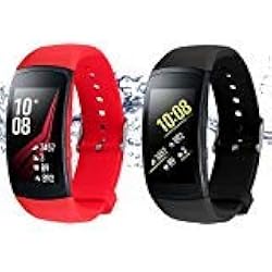 Rukoy Correas para Samsung Gear Fit 2 Band/Gear Fit 2 Pro [Paquete de 2: Negro + Rojo], Replacement Bands Accesorios para Samsung Gear Fit2 Pro SM-R365/Gear Fit2 SM-R360 Smartwatch (5.9"-7.5")