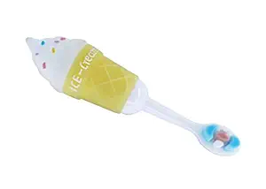 DC DECORIO Children Infant Toothbrush Ice Cream Model For 2-6 Years Mouth-Cleaning Silicone Clean Brushing Kids Teeth Dental Care Hand-Held Version (Ice Cream-Yellow)