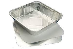 BAKERY DIRECT LTD Bakery direct 25 LARGE ALUMINIUM FOIL FOOD CONTAINERS 9X9X2" COMPLETE WITH FOIL LIDS & FREE DISPOSABLE PIPING BAG! MADE IN THE U.K!