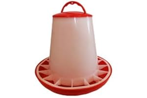 TUSK Red and White Plastic Chicken Feeder with Handle 6kg