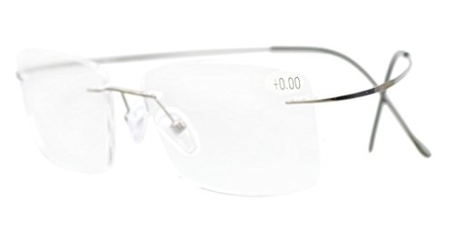 Eyekepper Occhiali da Vista Senza Montatura Aste in Metallo Gunmetal Occhiali Presbiopia Diottria +0.00