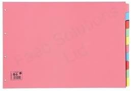 OfficeForce 5 Sets of A3 10 Part Index Dividers Multicolour - With FREE OfficeForce Jotter Pad