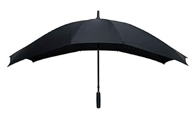 Le Monde du Parapluie Parapluie Droit pour Deux Personnes Noir, Parapluie XXL de 140 cm de Diamètre, Grand Parapluie avec 10 Baleines en Fibre de Verre Incassables - Falcone