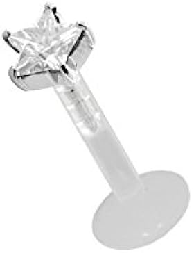 Karisma Labret Bioplast Lippen Tragus Piercing Stern Aufsatz Zirkonia Stein 4mm Edelstahl 316L - FLBAZ-ST03