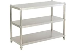 RAINWEEL Table De Travail en Acier Inoxydable - 3 Étages Étagère De Cuisine pour Préparation des Aliments - Robuste pour Bar, Restaurant, Garde-Manger (80 x 80 x 40 Cm)