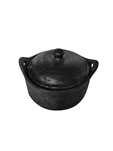 Beverlion LPG and Microwave Unglazed Clay Handi/Earthen Pot for Cooking Biriyani Pot with Lid - 3.25 Litre