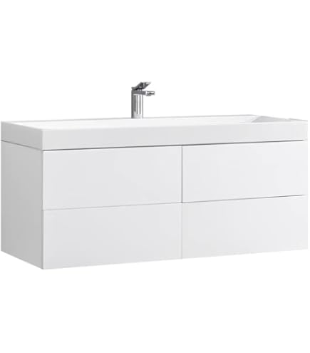 STONEART Waschbecken LP4512-0L Aus Mineralguss - Weiß, 120x48cm, Matt - Linke Ausführung