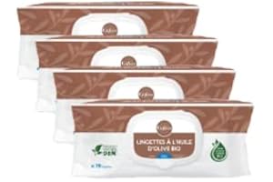 Gifrer Lingettes Nettoyantes à l'Huile d'Olive Vierge Lot de 3 x 70 Lingettes + 1 Paquet Offert