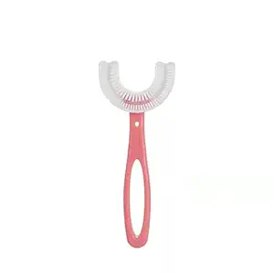 NEXT TO BUYChildren Infant Toothbrush 360 Degree U-shaped For 6 -12 Years Mouth-Cleaning Silicone Clean Brushing Kids Teeth Dental Care Hand-Held Version (PINK)