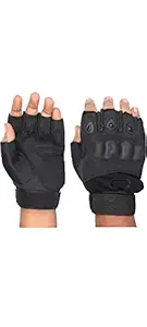 Drocca 1 Pair Half Finger Hard Knuckle Motorcycle Arm Shooting Outdoor Gloves Gym & Fitness Gloves