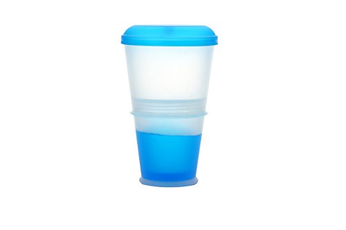 Müsli To Go Becher mit Milch-Kühlfach & Löffel, Müslibecher, Joghurtbehälter, Thermobecher, Müslidose (Blau) - 5