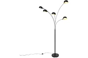 Qazqa sixties fl - Lampada da terra con braccio girevole Design - 5 luce - L 1000 mm - Nero - Design - Soggiorno