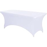 ANNAFRIS Rectangular Stretch Tablecloth 6FT, 183 x 76 x 76 cm (White) | Beauty Bedding Polyester for Weddings, Parties, Wrink