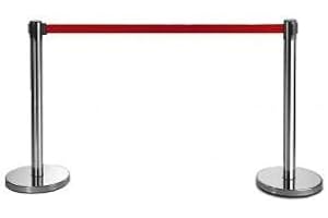 FlexiBarrier -Basic 300 - Sistema di guida delle persone - Lunghezza della cinghia 3 m - Cinghia di delimitazione - Rosso - Confezione da 2