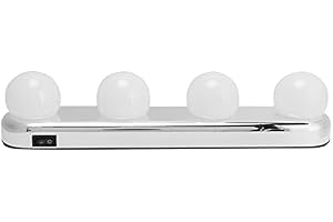 Tnfeeon Sminkbelysning LED-sminklampor, Bärbar ABS Sladdlös Vägglampa, 4 LED-spegelljus för Toalettbord och Badrum