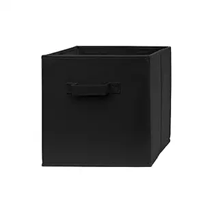 DOUBLE R BAGS Large Foldable Cube Storage Bins 13x13 Inch Collapsible multipurpose Cloth Storage Boxes Containers Organizer Basket with Dual Handle for kids toys Office Closet Shelf (Black) (1)