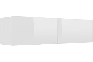 vidaXL Meuble TV Armoire Basse Murale Meuble Divertissement avec 2 Portes Multimédia Salon Maison Intérieur Blanc Brillant 120x30x30 cm Bois d'Ingénierie
