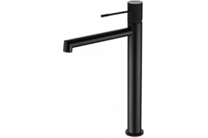 MICE COLLECTION IMEX - Grifo monomando lavabo de caño alto, Grifería Baño agua Frio/Caliente - Serie Line Negro Mate - BDD038-3NG