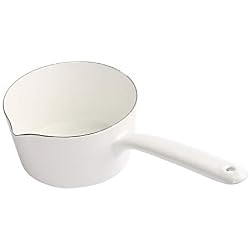 FLAMEER Émaillé Réchaud Lait Casserole Beurre Mini Casserole Pot à Soupe Ustensiles De Cuisine Casserole De Cuisson, 15cm - Blanc