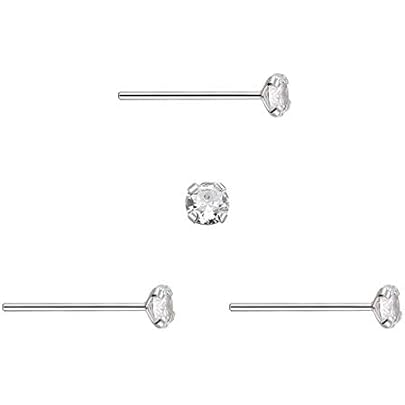 LOLIAS 120Pcs 20G Acciaio Inossidabile Naso Studs Anelli Piercing Per Donna Ragazze Cartilagine Orecchini Naso Piercing Gioielli 1.5mm 2mm 2.5mm 3mm Tono Argento (in Scatola - 4