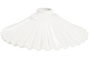 ARTERAMEEFERRO Ricambio paralume piatto in ceramica bianca con bordo bianco per lampadario a sospensione classico rustico country - 30 cm 100% Made in Italy