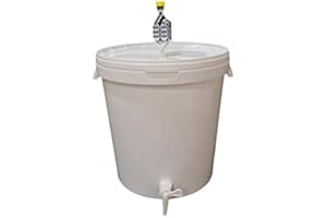 sil2018 Kompletter Gärbehälter 33L - Set: Gäreimer mit Gärröhrchen und Dichtgummi und Ablaufhahn aus Kunstoff, Eimer für Bier oder Wein mit Griff, weiß