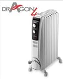 rowenta radiador de aceite auto confort 2000w Ajustes de termostato De\'longhi Dragon TRD04 0820 - Radiador de aceite, 2000 w, función anti heladas, 3 ajustes potencia, asa y ruedas, almacenamiento cable, blanco