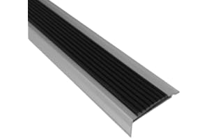 Vivol Perfil de umbral de aluminio con revestimiento antideslizante, color plateado, 42 x 22 x 1350 mm, 1 unidad.