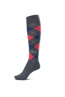 Preisvergleich Produktbild PIKEUR Kniestrümpfe kariert, anthra / raspberry / petrol, 44-46