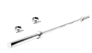 Aurion Solid Chrome 26 mm Thickness Barbell Bar 4 feet Standard Straight Weight Bar with 2 Locks (4 FEET (26 MM))