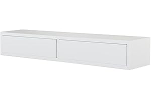 MODULARREDO | DOMINO Mensola da Muro con Cassetto, Comodino Sospeso, Mensola da Parete, 88.2x13.4 p20 cm, Bianco, Kit Tasselli Incluso - Made in Italy